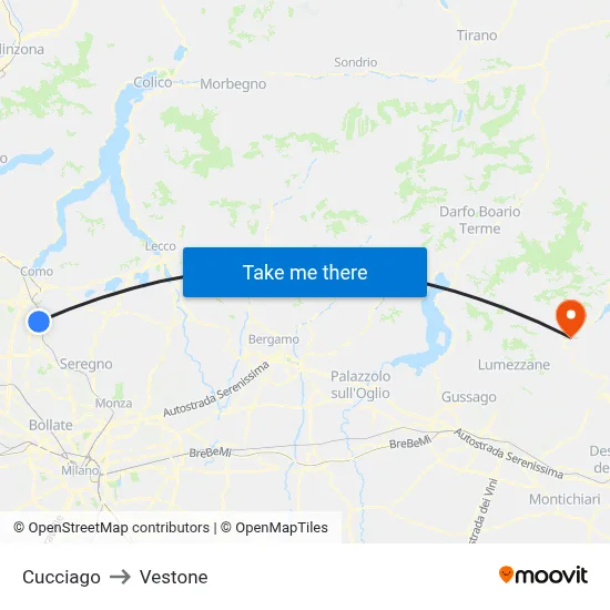 Cucciago to Vestone map