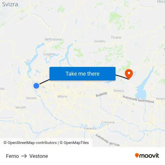 Ferno to Vestone map