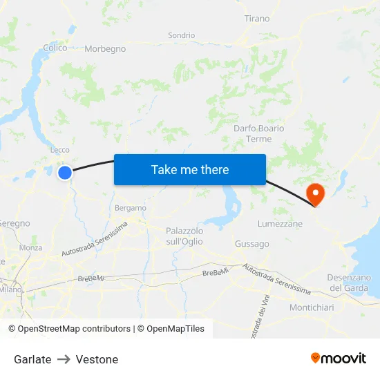 Garlate to Vestone map