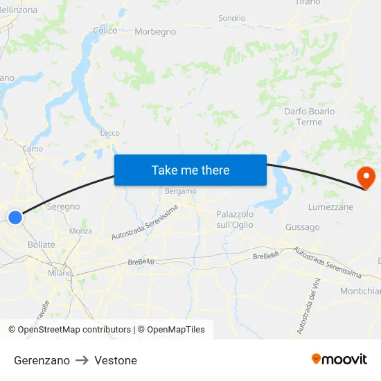 Gerenzano to Vestone map