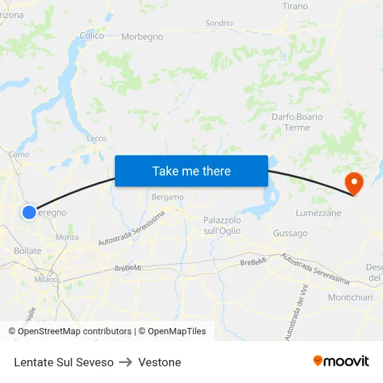 Lentate Sul Seveso to Vestone map