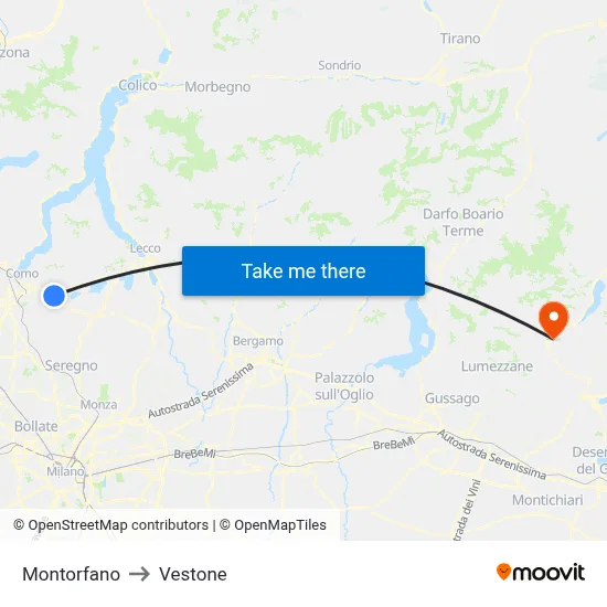 Montorfano to Vestone map