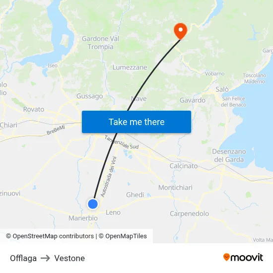 Offlaga to Vestone map