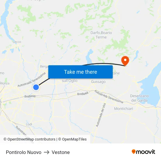 Pontirolo Nuovo to Vestone map