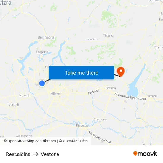 Rescaldina to Vestone map