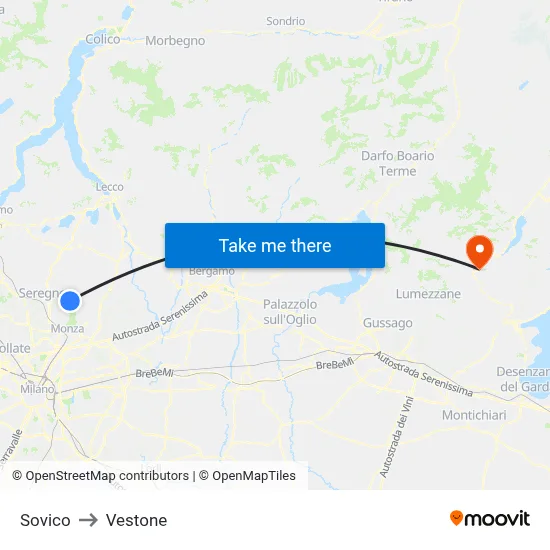 Sovico to Vestone map