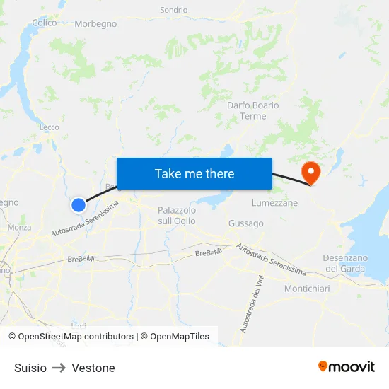 Suisio to Vestone map