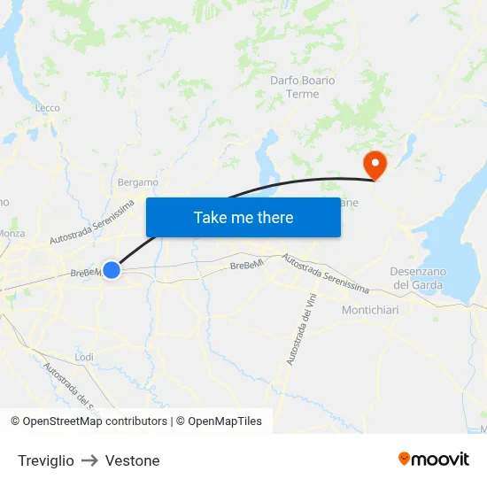 Treviglio to Vestone map