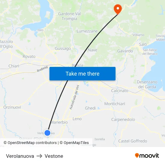 Verolanuova to Vestone map