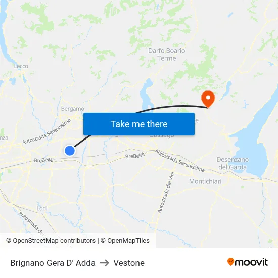 Brignano Gera D' Adda to Vestone map