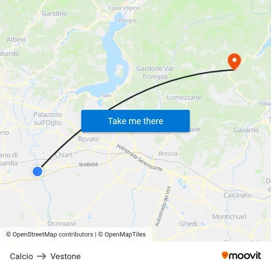 Calcio to Vestone map