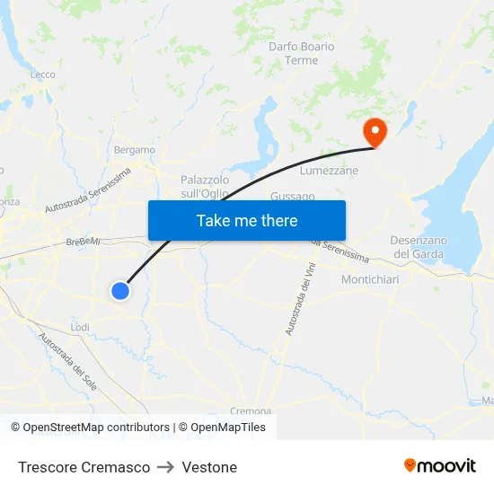 Trescore Cremasco to Vestone map