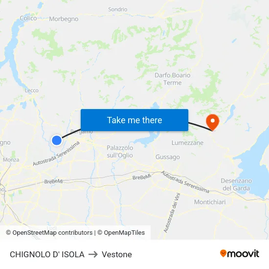CHIGNOLO D' ISOLA to Vestone map