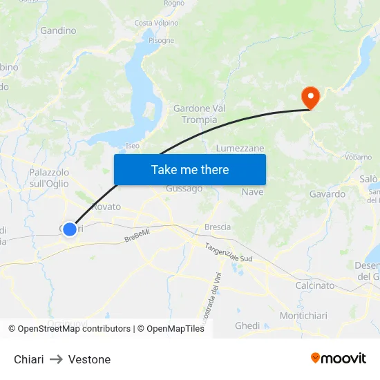 Chiari to Vestone map