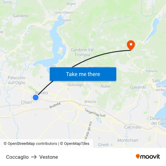 Coccaglio to Vestone map