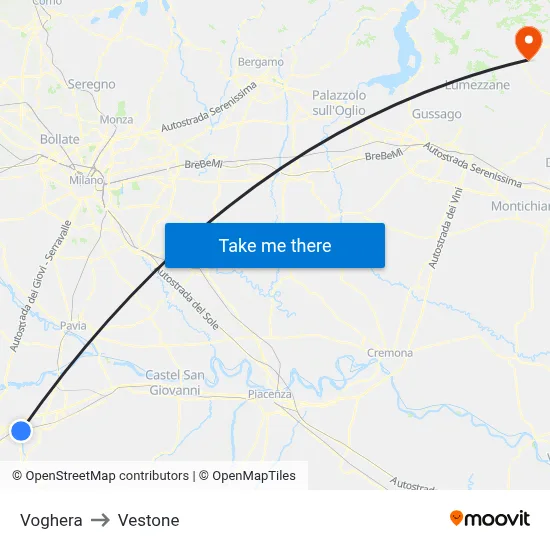 Voghera to Vestone map