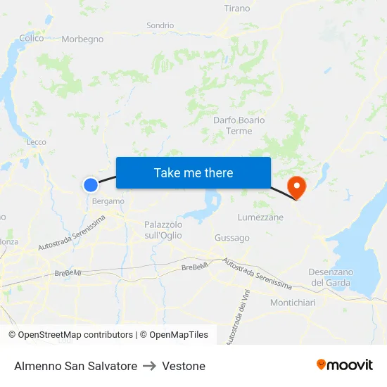 Almenno San Salvatore to Vestone map