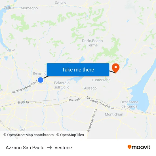 Azzano San Paolo to Vestone map