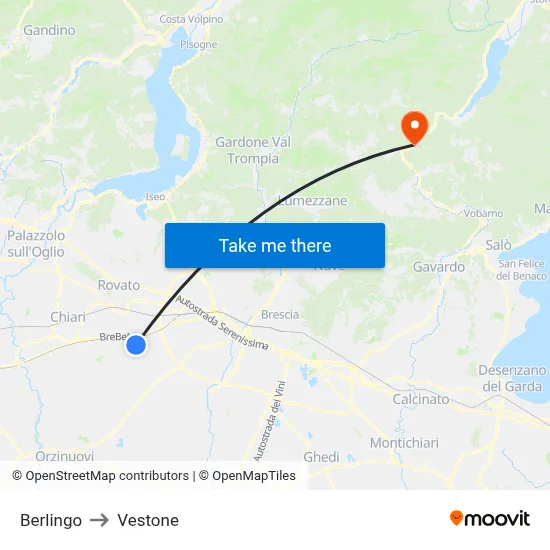 Berlingo to Vestone map