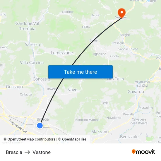 Brescia to Vestone map