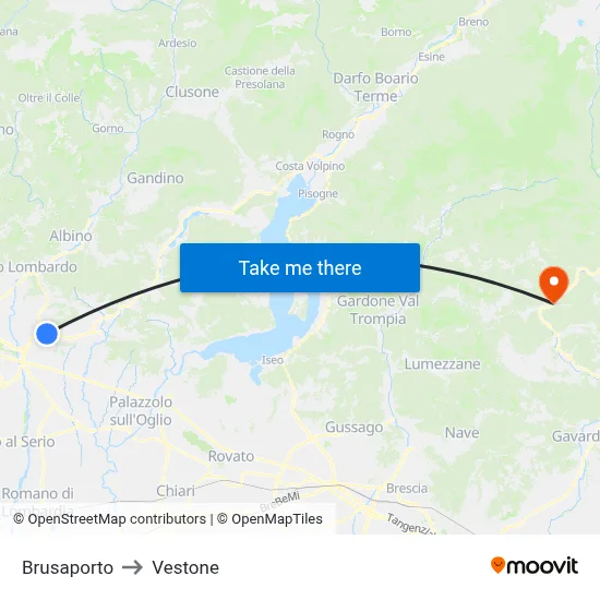 Brusaporto to Vestone map