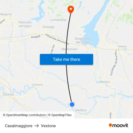 Casalmaggiore to Vestone map