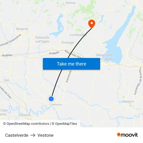 Castelverde to Vestone map