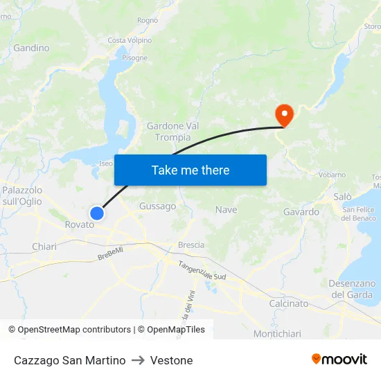 Cazzago San Martino to Vestone map