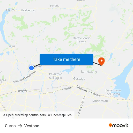 Curno to Vestone map