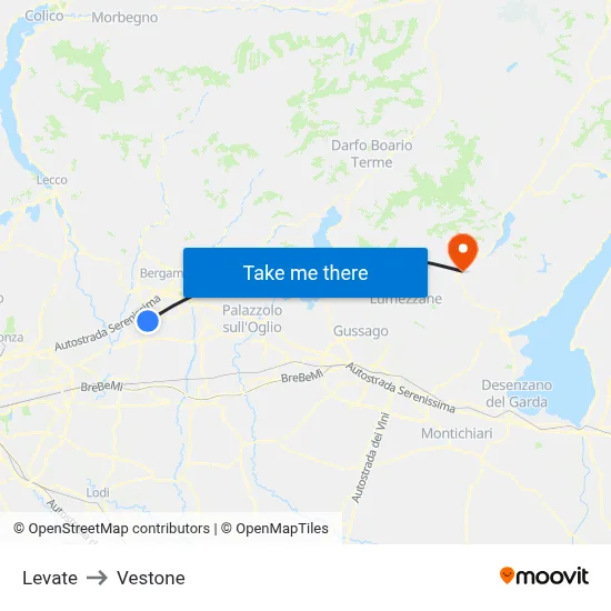 Levate to Vestone map