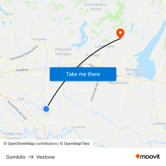 Gombito to Vestone map