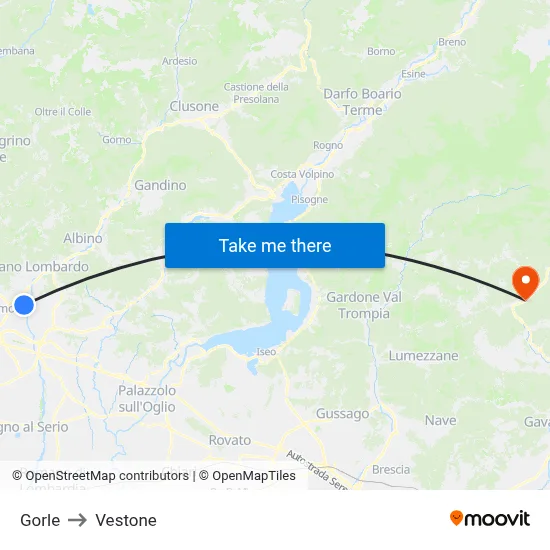 Gorle to Vestone map