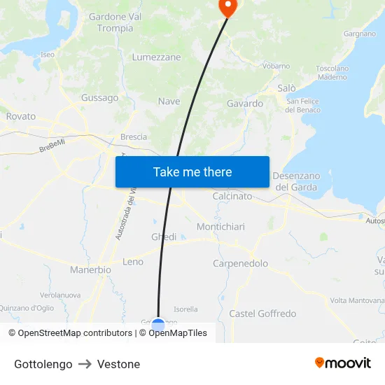 Gottolengo to Vestone map