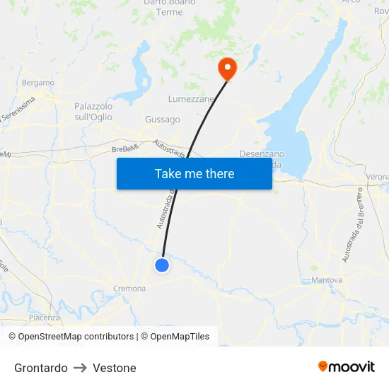 Grontardo to Vestone map