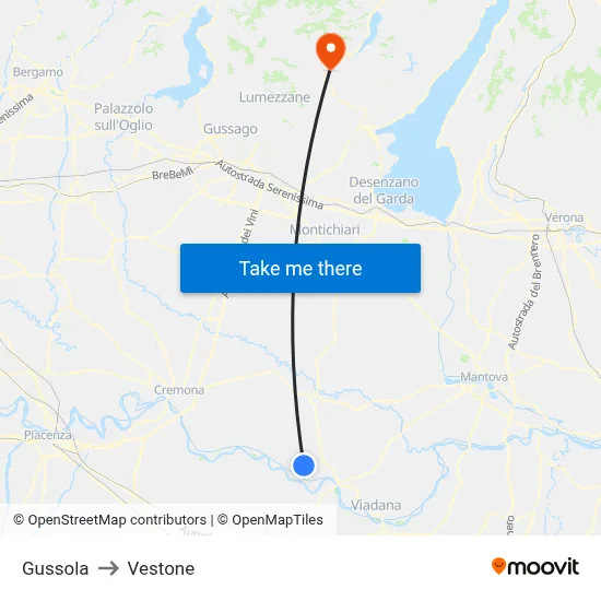 Gussola to Vestone map