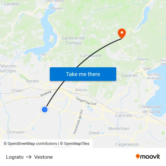 Lograto to Vestone map