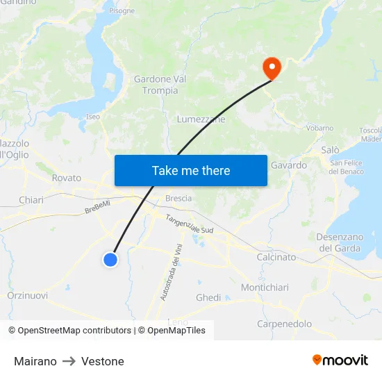Mairano to Vestone map