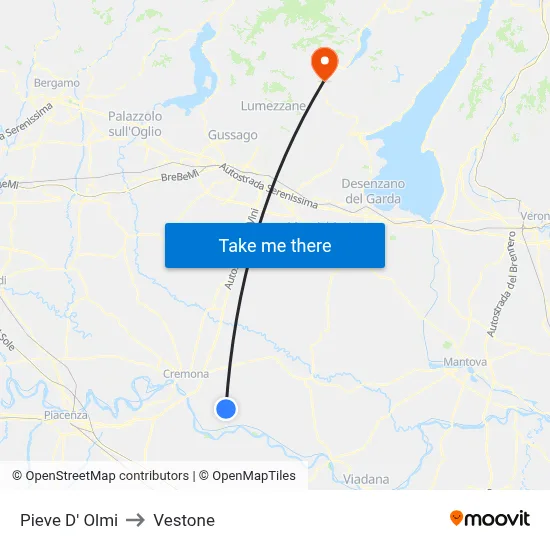 Pieve D' Olmi to Vestone map