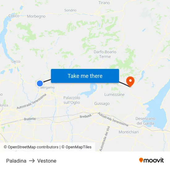 Paladina to Vestone map