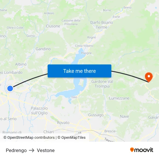 Pedrengo to Vestone map