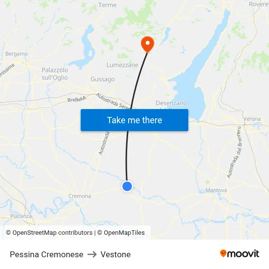 Pessina Cremonese to Vestone map