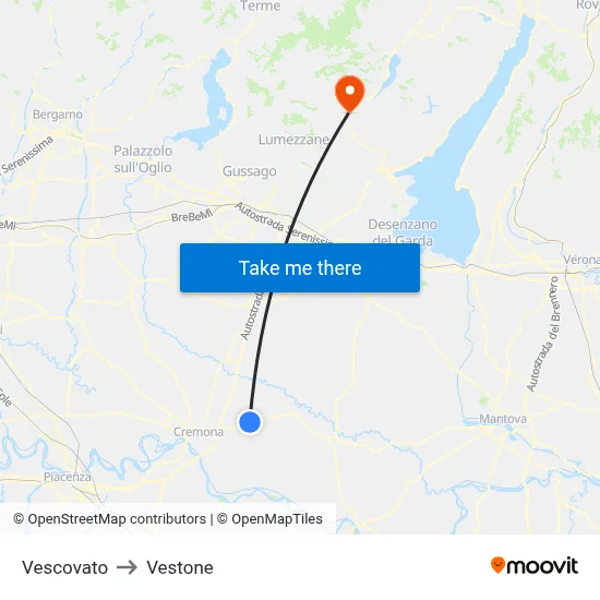 Vescovato to Vestone map