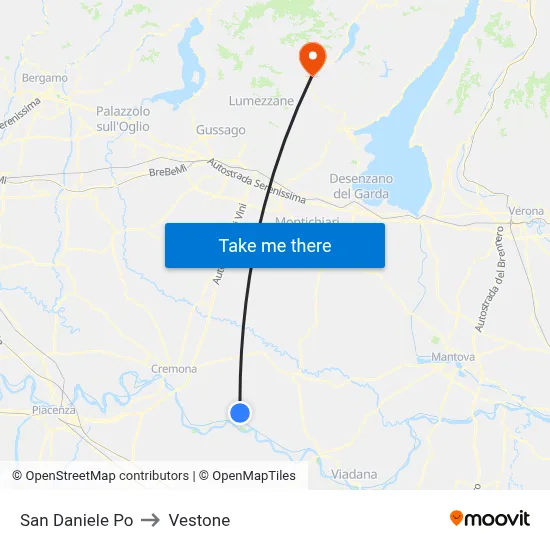 San Daniele Po to Vestone map