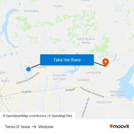 Terno D' Isola to Vestone map