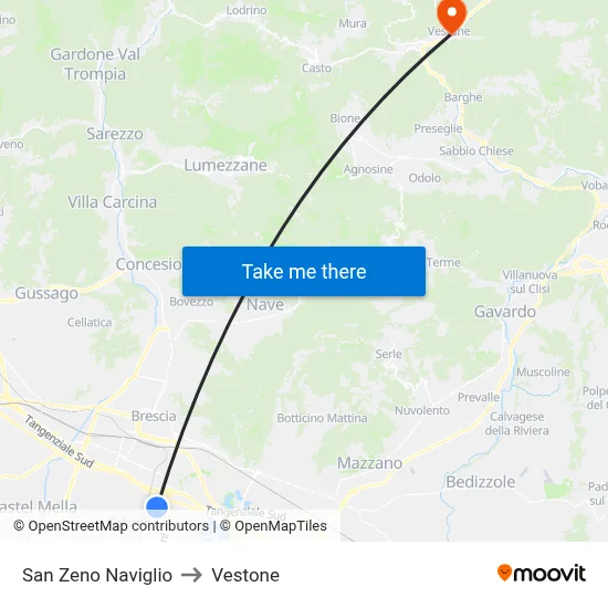 San Zeno Naviglio to Vestone map