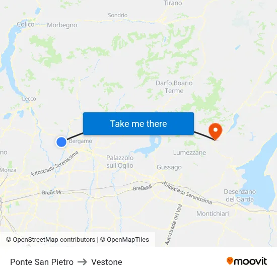 Ponte San Pietro to Vestone map