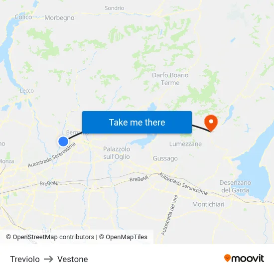 Treviolo to Vestone map