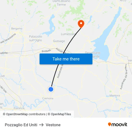 Pozzaglio Ed Uniti to Vestone map