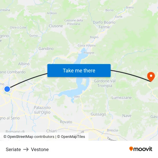 Seriate to Vestone map