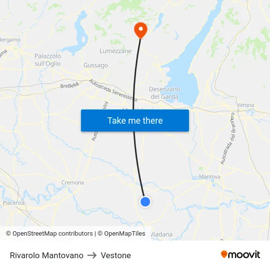 Rivarolo Mantovano to Vestone map